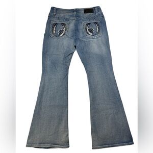 Y2K Horseshoe Pocket Bootcut Cowgirl Bling Jeans 15/16